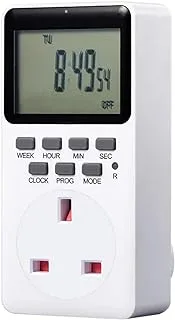 Royal Apex Digital Timer Switch Socket Plug-in قابل للبرمجة 24 ساعة و 7 أيام موفر للطاقة 230VAC 13A مؤقت التبديل موفر للطاقة مقبس توقيت إلكتروني ذكي