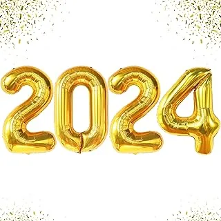 Big, Gold 2024 Balloons Numbers - 40 Inch, New year 2024 Balloons Gold | New year Party Decorations 2024 | Gold New year Decorations 2024 | 2024 Gold Balloons, Class of 2024 New year Balloons