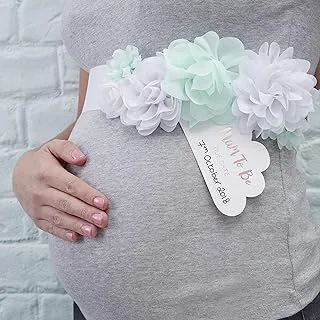 Ginger Ray Mum To Be Baby Shower Sash Mink & Rose Foiled Hello World, Mint And Gold, One Size