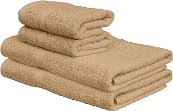 Deyarco - Princess - 4 Pcs Towel Set, Includes: Hand (40X70cm) And Bath (70X140cm) Towels, Fabric: 100% Cotton Terry, Pattern: Ringspun, Color: Beige