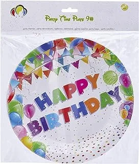 Party Time 6 Pieces Plates Happy Birthday Banner Design 9 Inches