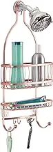 iDesign York Metal Wire Hanging Shower Caddy, Extra Wide Space for Shampoo, Conditioner, and Soap with Hooks for Razors, Towels, and More, 7 inches (H) x 12.5 inches (W) x 24.5 inches (L), Rose Gold