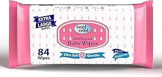 Cool & Cool Baby Wipes 84's Extra Large Size, PINK, 7 oz