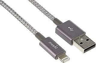 Moshi Integra Usb-A To Lightning Cable - Braided Aluminum Charge/Sync 0.25 Meter, Mfi Apple Certified, For Iphone 11 Pro Max/11 Pro/11/Xr/XS Max/XS/X/8/7/6 Ipad/Ipad Mini - Gray