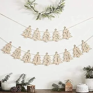 Gingerray Wooden Tree Merry Christmas Bunting Decoration 3.5m, 2 Pieces