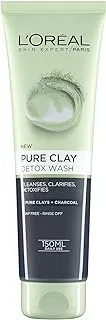 L'Oreal Paris Pure Clay Black Face Wash with Charcoal, Detoxifies and Clarifies, 150ml