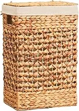 Homesmiths Natural Water Hyacinth Laundry Hamper With Liner Small 32x22x51cm