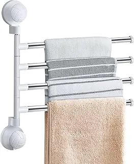 In-House Swivel Towel Rail, Wall Mounted Rack Holder Hanger with 4 Swing Bars, Stainless Steel Rail Bar for Kitchen Toilet Cloakrooms and Bathroom