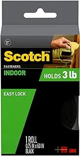 Scotch Mount Indoor Fasteners 0.75 in x 60 in (19mm x 1.52m), 1 set of strips (2 rolls)/pack | Holds up 0.45 kg per 2.5cm | Black color | Multi-Surface | Easy to use | No Tools