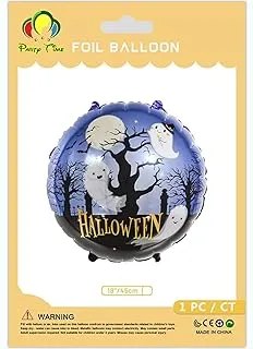 PARTY TIME -1 Piece Halloween Balloons Inflatable Round Aluminum Foil Balloons with Ghost Town Design Halloween Aluminum Film Balloon for Halloween Decoration Supplies (18