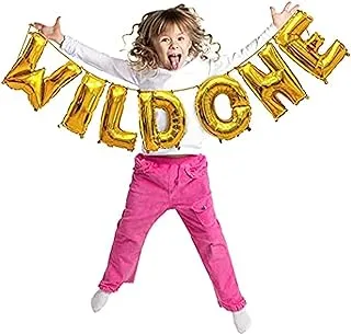 PARTY TIME - Gold First Birthday Wild One Letters Foil Balloon Banner Garland 