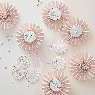 Ginger Ray Team Bride Pink and Rose Gold Hen Party Badges Kit, 8 cm Diameter