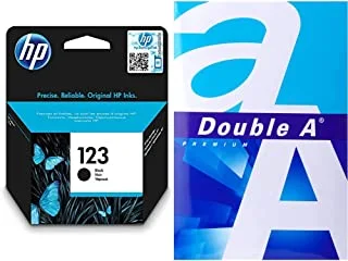 Hp 123 Black Original Ink Cartridge F6V17Ae & - Printer Copy Paper, Size A4, Gsm 80, 500 Pages Ream