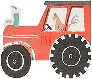 Meri Meri On the Farm Die Cut Tractor Paper Napkins 16 Pieces, Large