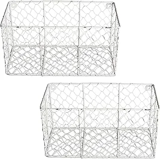 مجموعة Dii Chicken Wire Collection FarmhoUSe Vintage Wall Baskets ، Small Basket ، بيضاء