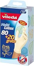 Vileda Disposable Multi Latex Gloves, Powder-Free, Ambidextrous Wear, Medium/Large, Pack Of 100, White