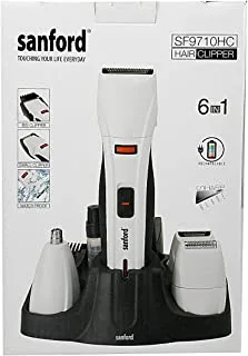 Sanford Sf9710Hc 6 In 1 Rechargeable Hair Clpper, White/Black, Black & White,