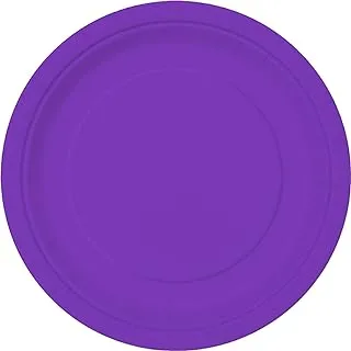 Unique Round Plate 20-Pieces, 7-Inch Diameter, Neon Purple