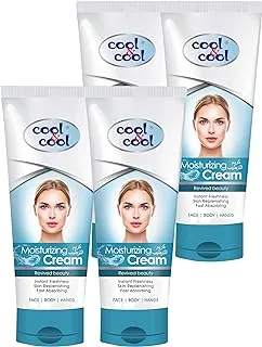 Cool & Cool Moisturizing Cream for All Skin Types | Almond Oil, Non Greasy & Fast Absorbing, 4 x 50ml