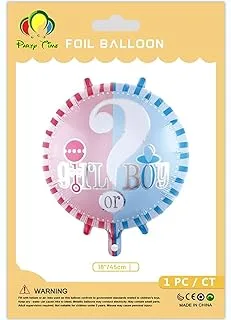 PARTY TIME - 1 Piece Round Shape Foil Balloon Unique Gender Reveal Baby Shower Mylar Balloon, Girl or Boy?