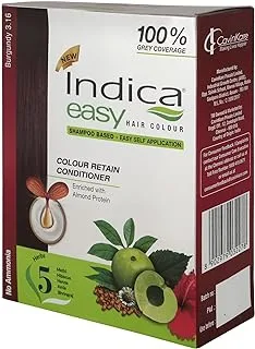 Indica Easy Shampoo Based Hair Colour With Amla, Henna And HibiscUS Extracts, 3x32.5ml, Burgundy