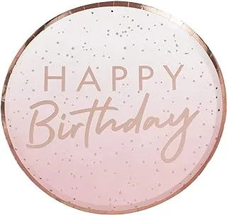 Ginger Ray Rose Gold Ombre Happy Birthday Plates 8-Pieces