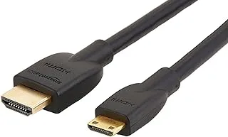 Amazon Basics Mini HDMI to HDMI Adapter Cable, 10.2Gbps High-Speed, 4K@30Hz, 2160p, 48-Bit Color, Ethernet Ready, 1.83 M, Black