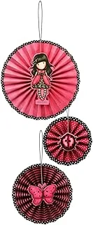 Santors Ladybird Paper Fans Pink 30X35X20cm 3Ct