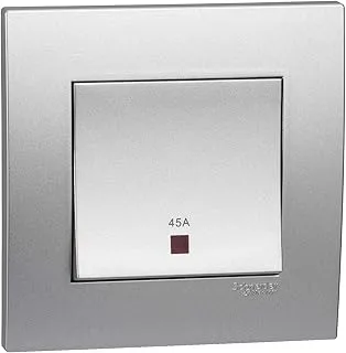 Schneider Electric Vivace, 1 Gang, Double Pole Switch, 45 A, Aluminium Silver, Double Pole, KB31DR45N_AS