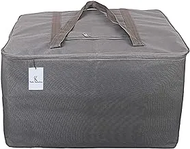 Kuber Industries Rexine Jumbo Underbed Moisture Proof Storage Bag With Zipper Closure And Handle (Grey)