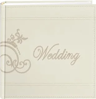 Pioneer DA-200EMPW Embroidered Scroll and Wedding Sewn Leatherette Cover Photo Album, Ivory