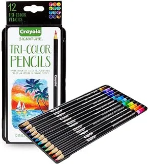 Crayola Tri-Shade Colored Pencils With Decorative Tin, 12Ct, Gift, Assorted, 12 Count (Pack Of 1)