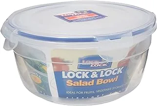 LocknLock Round Salad Bowl,Clear/Blue,28.74 oz Pack of 1,HSM944