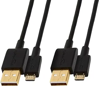 AmazonBasics USB 2.0 A-Male to Micro B Charger Cable (2 Pack), 3 feet, Black