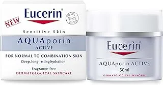 Eucerin Aquaporin Active Light Face Day Cream with Gluco-Glycerol, Intense 24-Hour Hydration for Supple & Soft Skin, Ideal Make-Up Base, Non-Comedogenic, for Normal to Combination Skin, 50ml