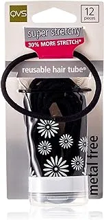 QVS Thick Strechy Elastics, Black, Pack of 12