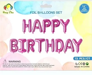 PARTY TIME - 1 Set Pink HAPPY BIRTHDAY Balloon Sets, Birthday Party Decoration Kids Adult Foil Balloon Alphabet Balloons, Mylar Foil Balloon Sets (16 Inches)