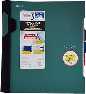 FIVE STAR Advance Spiral Notebooks, 3-Subject, College Ruled Paper, 27.9 cm X 21.6 cm, 150 Sheets, With Spiral Guard And Movable Dividers, Green (73136)