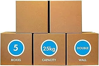 ECVV [5pack] Carton box, Cardboard, for moving shipping and packing Double Wall 100% Recyclable Corrugated Cardboard Boxes (45x45x45cm)