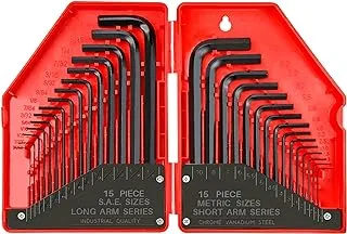 YIYITOOLS - HN-1-001 Hex Key Allen Wrench Set – 30-Piece Industrial Grade Set Tools, 1/20-3/8 inches, 1.27-10 mm, Black and Silver