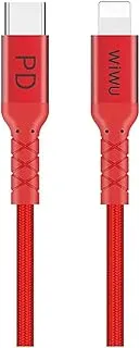 WIWU WP101 Type-C Compatible Lightning Cable 2.4A, Red - 1m