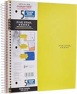 Five Star Spiral Notebooks, 5 Subject, College Ruled Paper, 200 Sheets, 27.9 cm x 21.6 cm, Teal, Yellow, 2 Pack (73509)