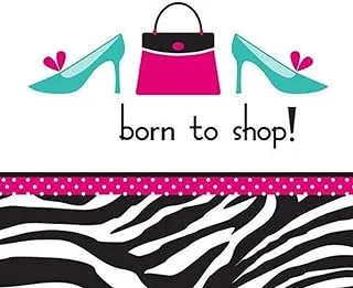 Creative Convert 3-Ply Born to Shop Pink Zebra Boutique مناديل غداء 16 قطعة