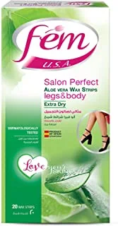 Fem Wax Strips for Legs and Body - Aloe Vera, 20 Strips