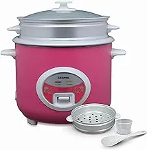 Geepas 1.8L Rice Cooker/Steamer with Non-Stick Cooking Pot | 700W | Automatic Cooking, Steam Vent Lid & Simple One Touch Operation |Make Rice, Steam Healthy Food & Vegetables | 2 Year Warranty