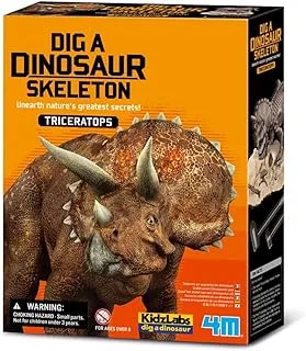 4M Kidz Labs Dig a Dinosaur Triceratops Skeleton, Brown