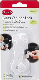 Clippasafe Glass Cabinet Lock-Child Safety Latch Lock - Baby Proofing for Home Cabinets, Cupboard Fridge Doors Windows Knobs and Handles - White