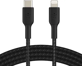 Belkin Braided USB-C to Lightning Cable (iPhone Fast Charging Cable for iPhone 14, 13, 12 or earlier) Boost Charge MFi-Certified iPhone USB-C Cable (2m, Black)