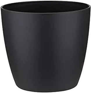 Elho Brussels Planters Round Plastic Flower Pot, 22 cm Size, Living Black