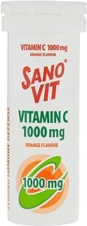 أقراص سانو فيتامين سي الفوارة بنكهة البرتقال ، 1000 مجم ، 10 أقراص
